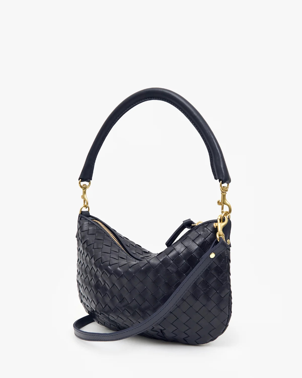 Clare V Petit Moyen Messenger, Medium Woven Diagonal, Twilight