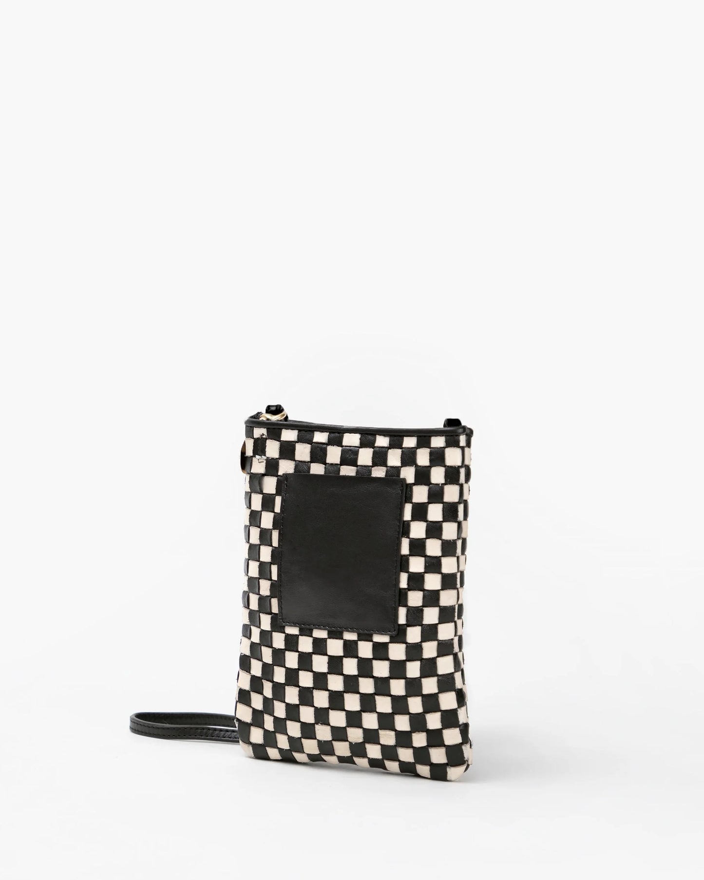 Clare V Poche Woven Checker, Black/ Cream