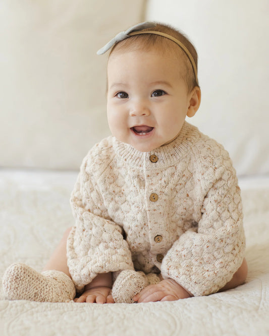 Quincy Mae Bubble Knit Cardigan, Natural