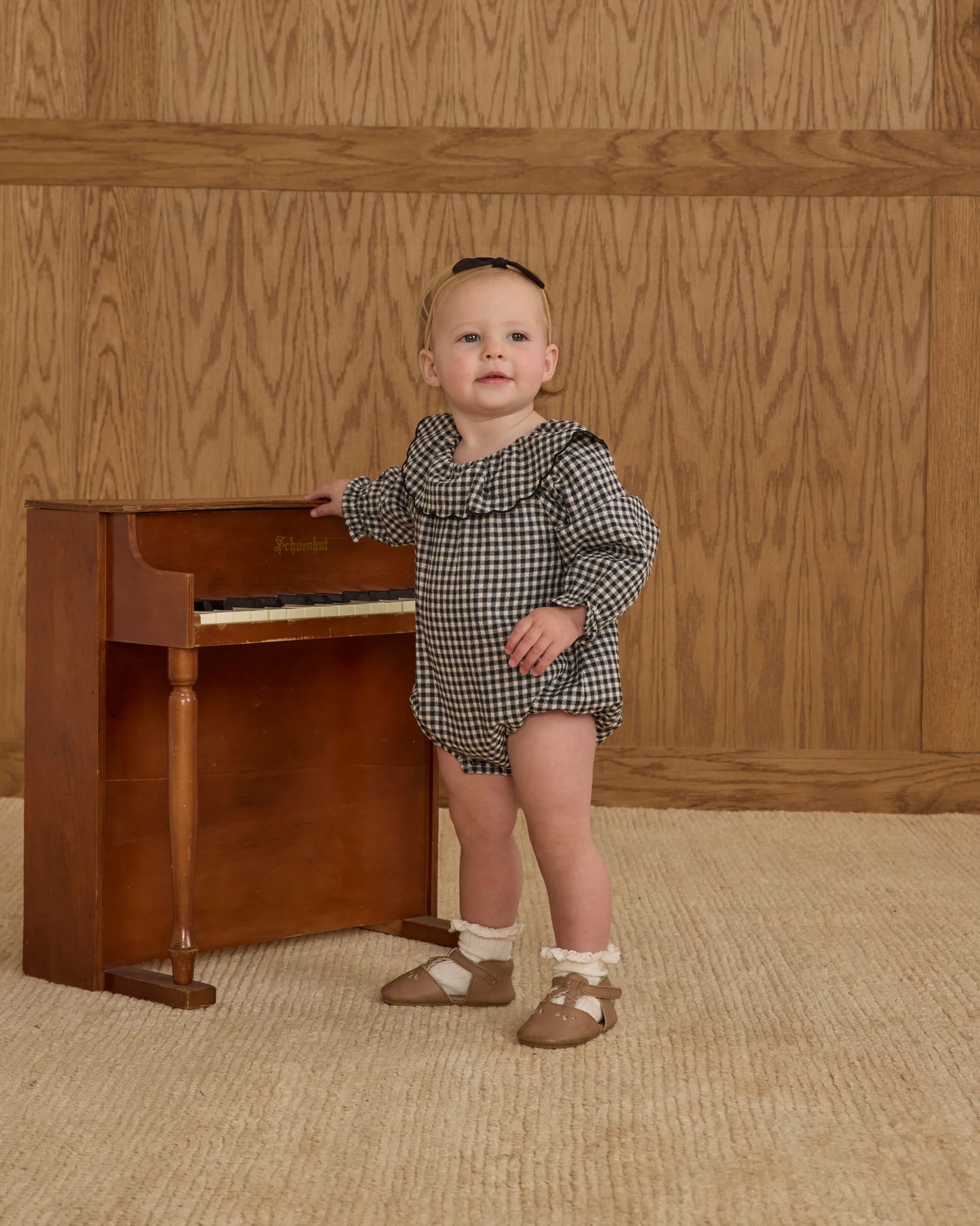 Rylee + Cru Colette Romper, Black Gingham