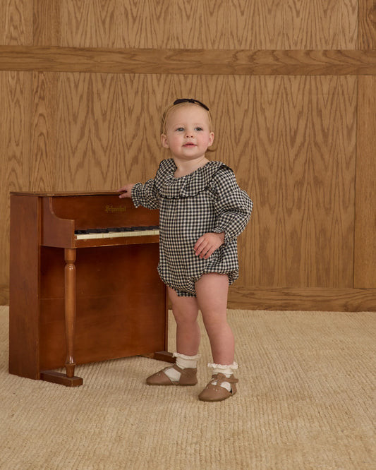 Rylee + Cru Colette Romper, Black Gingham