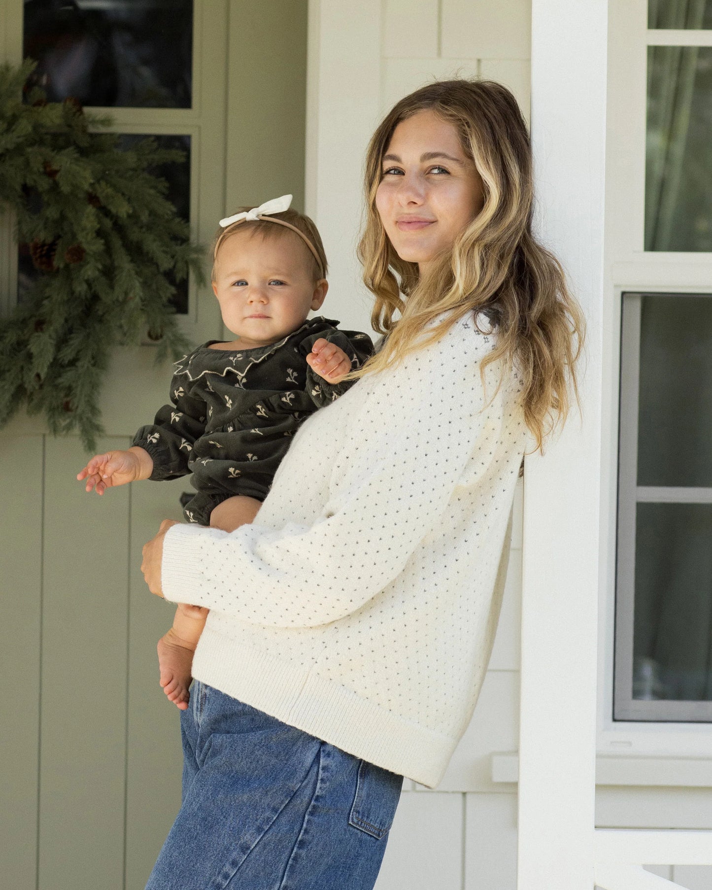 Rylee + Cru Freya Romper, Evergreen/Blossom Embroidery