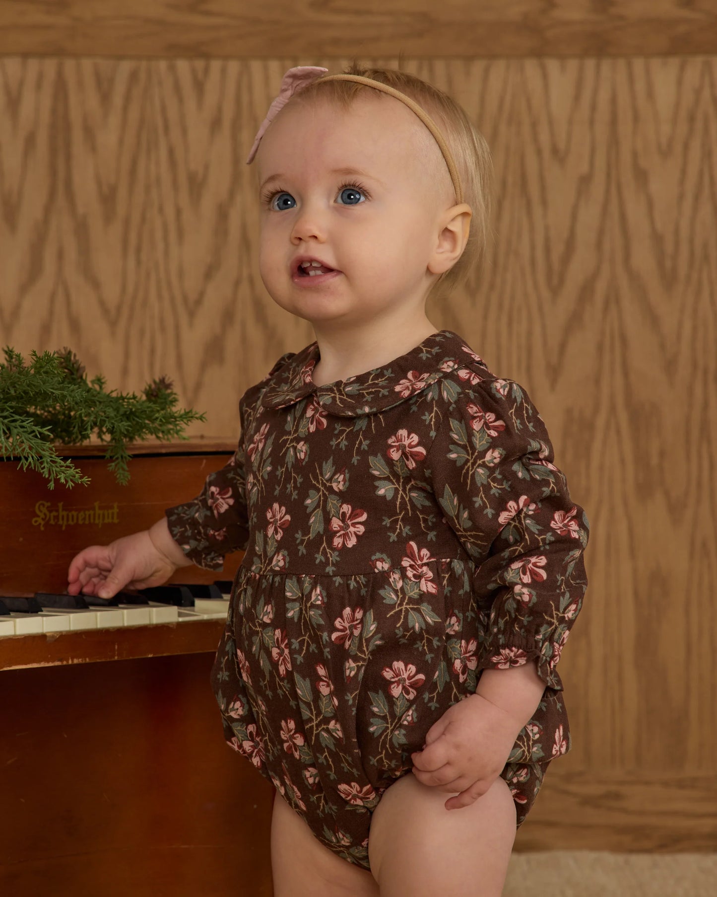 Rylee + Cru Cora Romper, Brown/Winter Floral