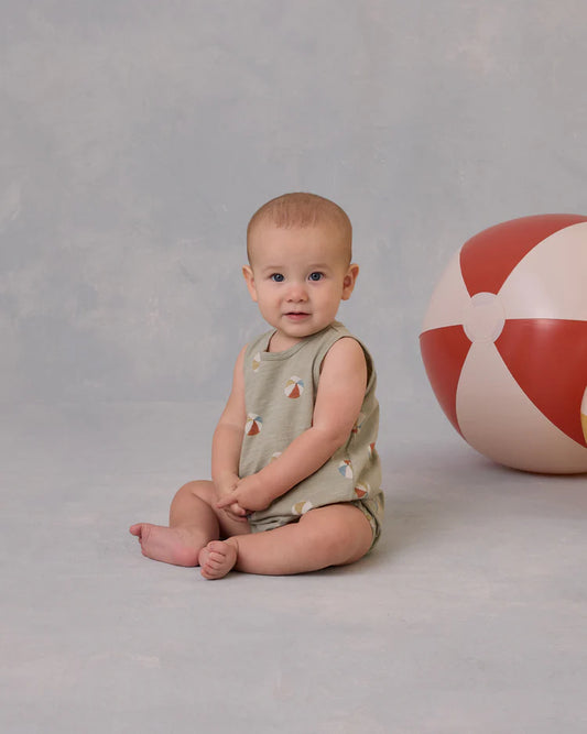 Rylee + Cru Bubble Onesie, Sage/Beach Balls