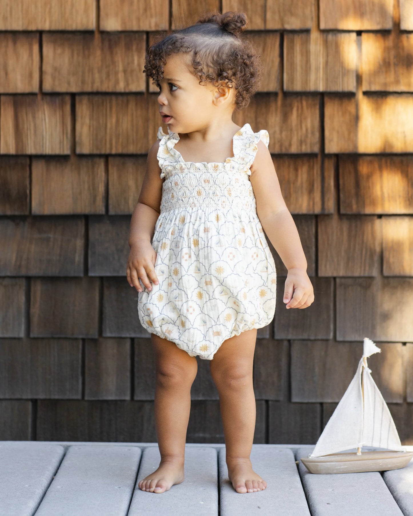 Rylee + Cru Julia Romper, Nautical/Ivory