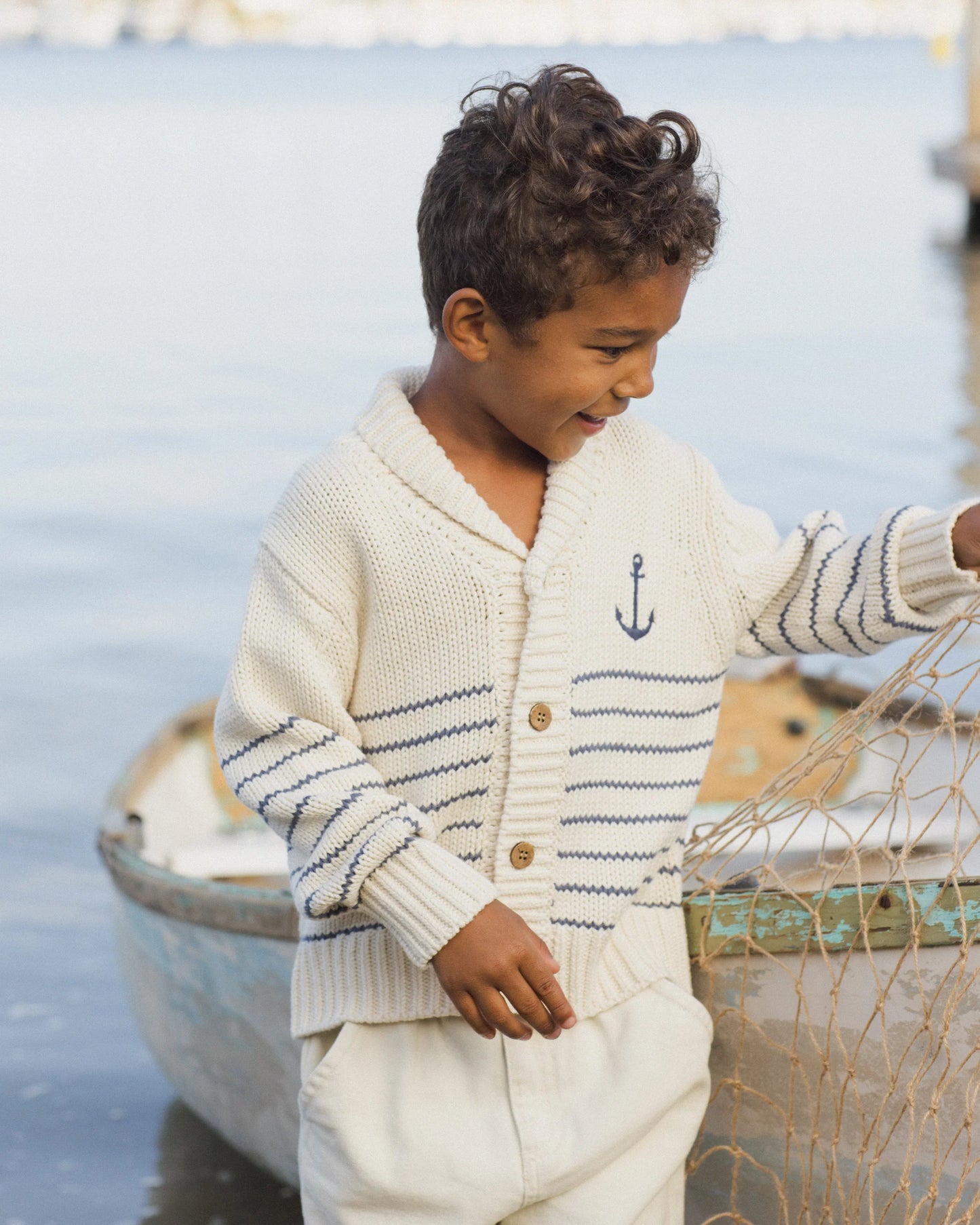 Rylee + Cru Shawl Cardigan Natural & Marine
