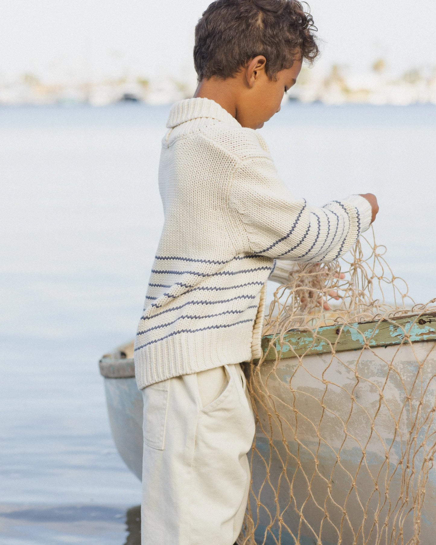 Rylee + Cru Shawl Cardigan Natural & Marine