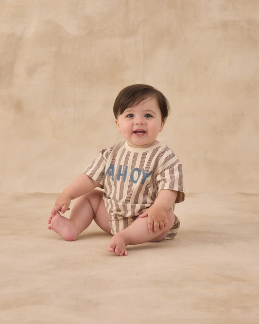 Rylee + Cru Relaxed Bubble Romper Ahoy, Brown