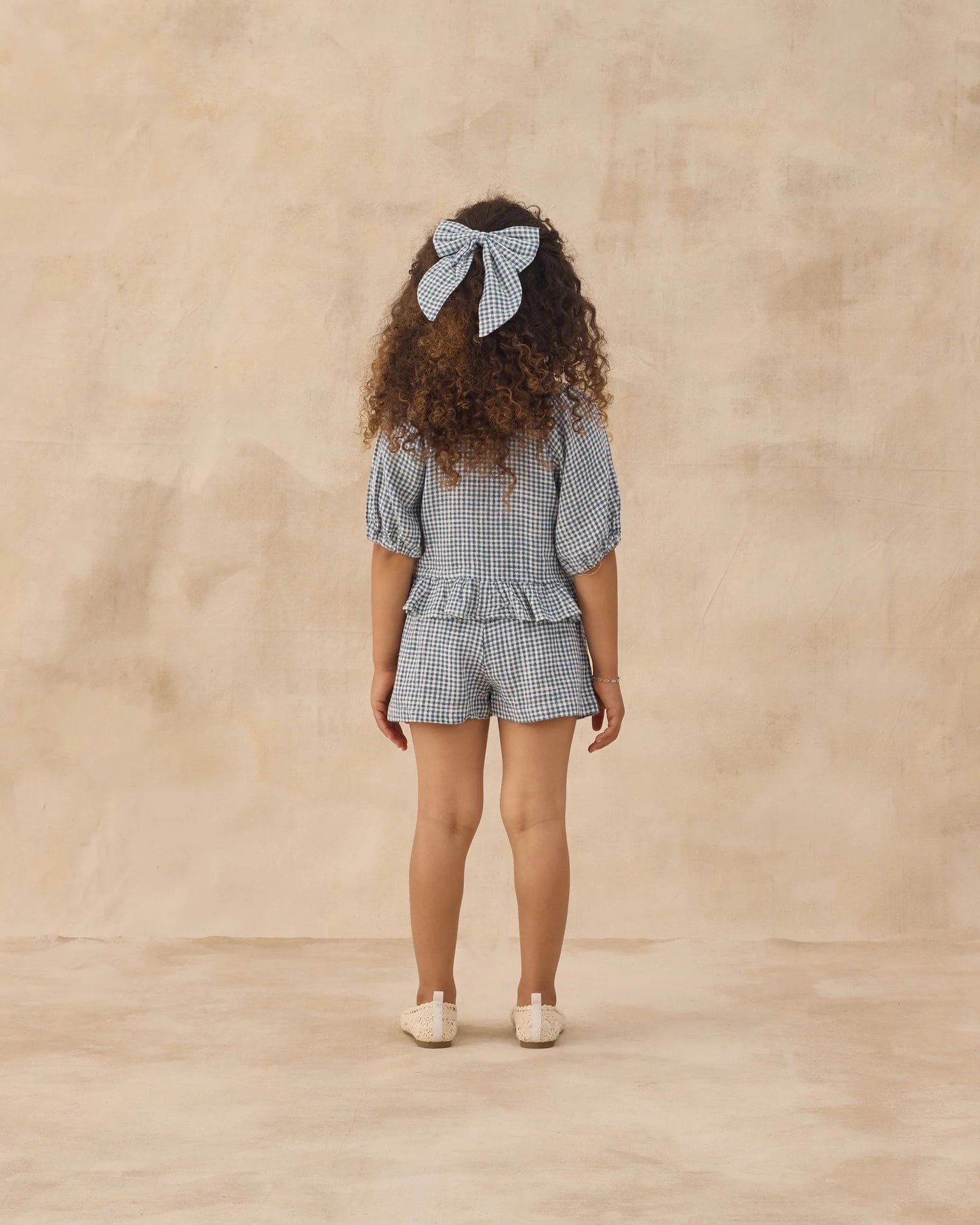 Rylee + Cru Oversized Bow, Marine Gingham