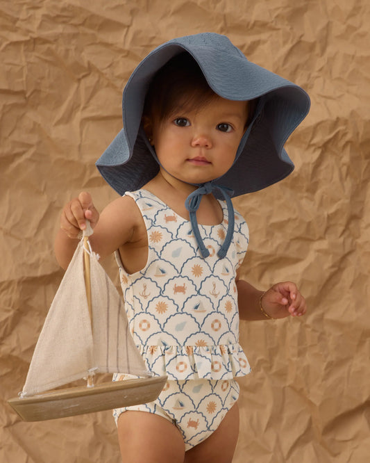 Rylee + Cru Skirted One-Piece Nautical/Ivory