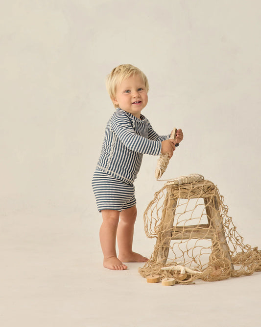 Rylee + Cru Boys Rashguard Set Navy Stripe/Navy