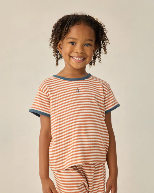 Rylee + Cru Pointelle Tee Poppy Stripe/Poppy