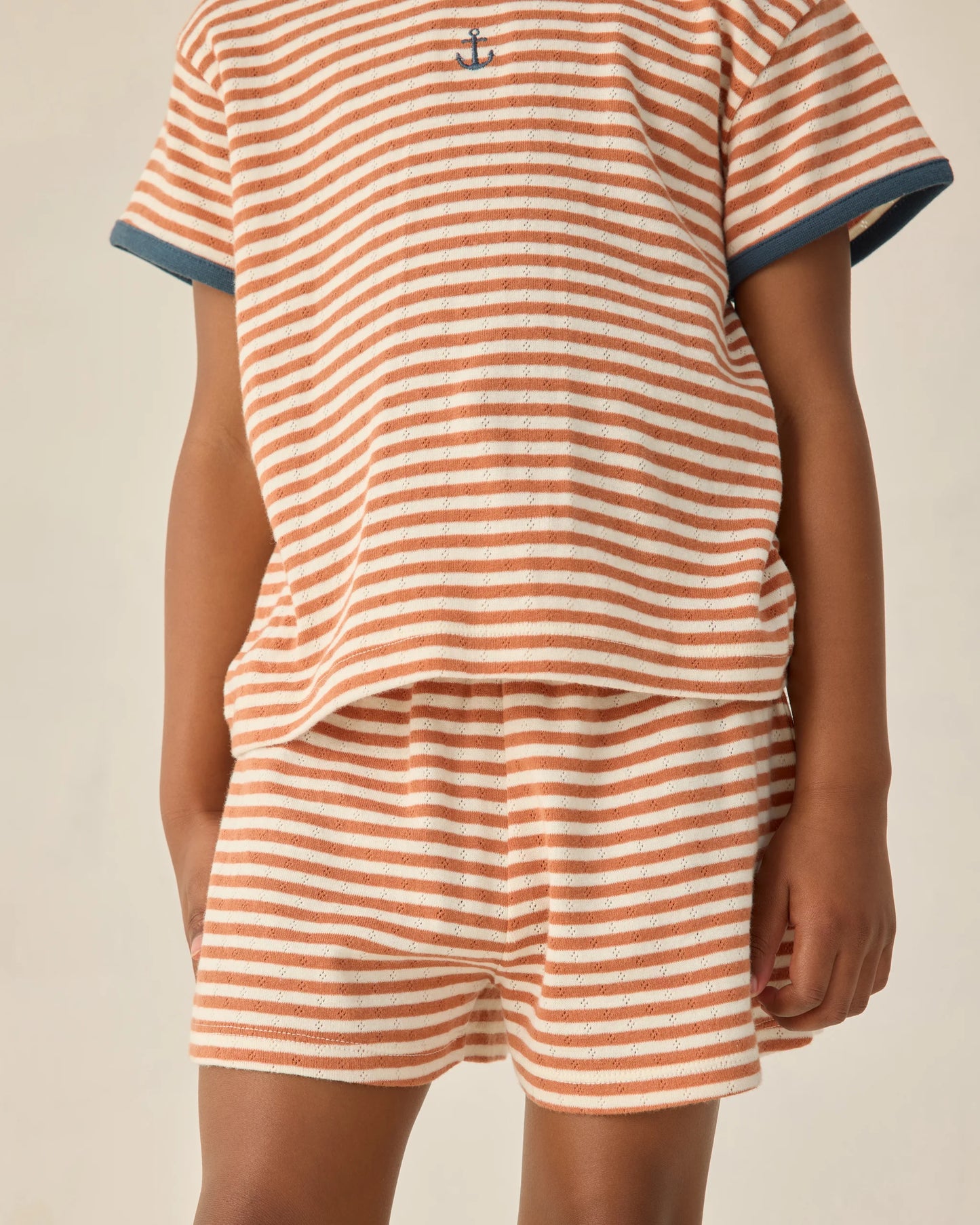 Rylee + Cru Pointelle Shorts Poppy Stripe/Poppy