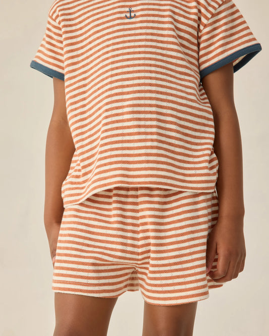 Rylee + Cru Pointelle Shorts Poppy Stripe/Poppy