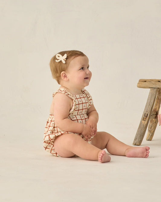 Rylee + Cru Chiara Romper Cherry Check/Natural