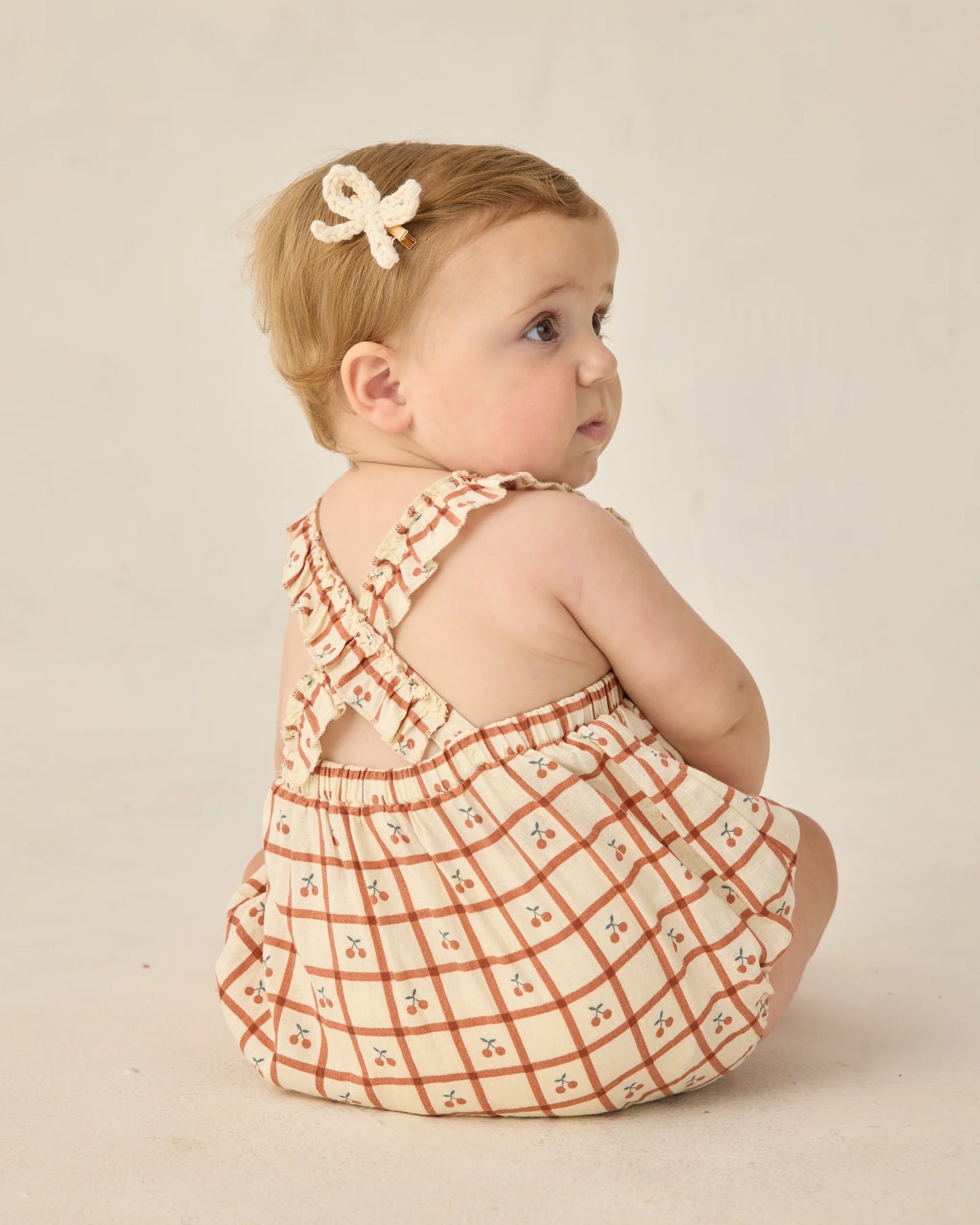 Rylee + Cru Chiara Romper Cherry Check/Natural