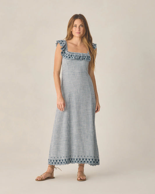 Rylee + Cru Women's Bianca Dress, Marine Gingham