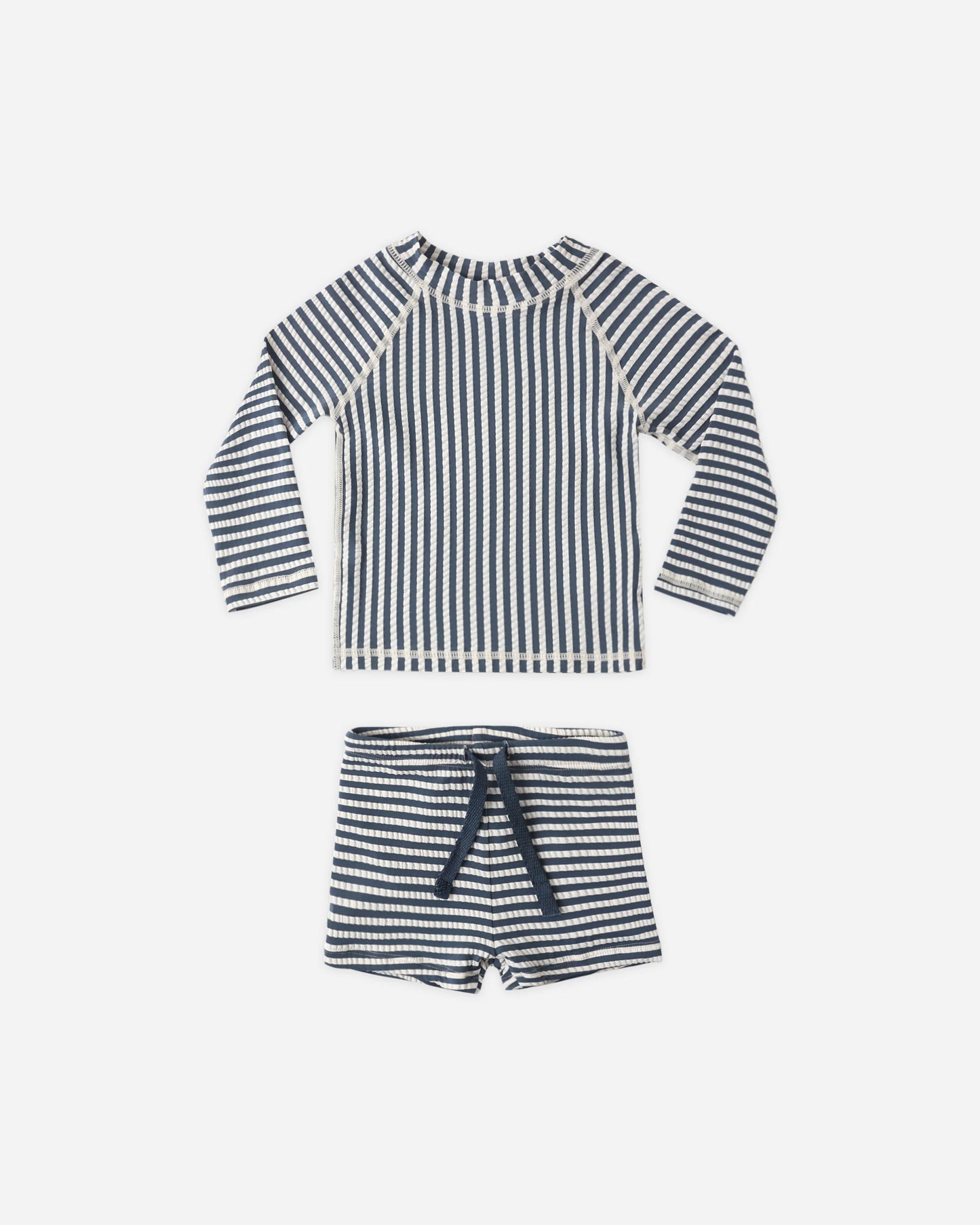 Rylee + Cru Boys Rashguard Set Navy Stripe/Navy