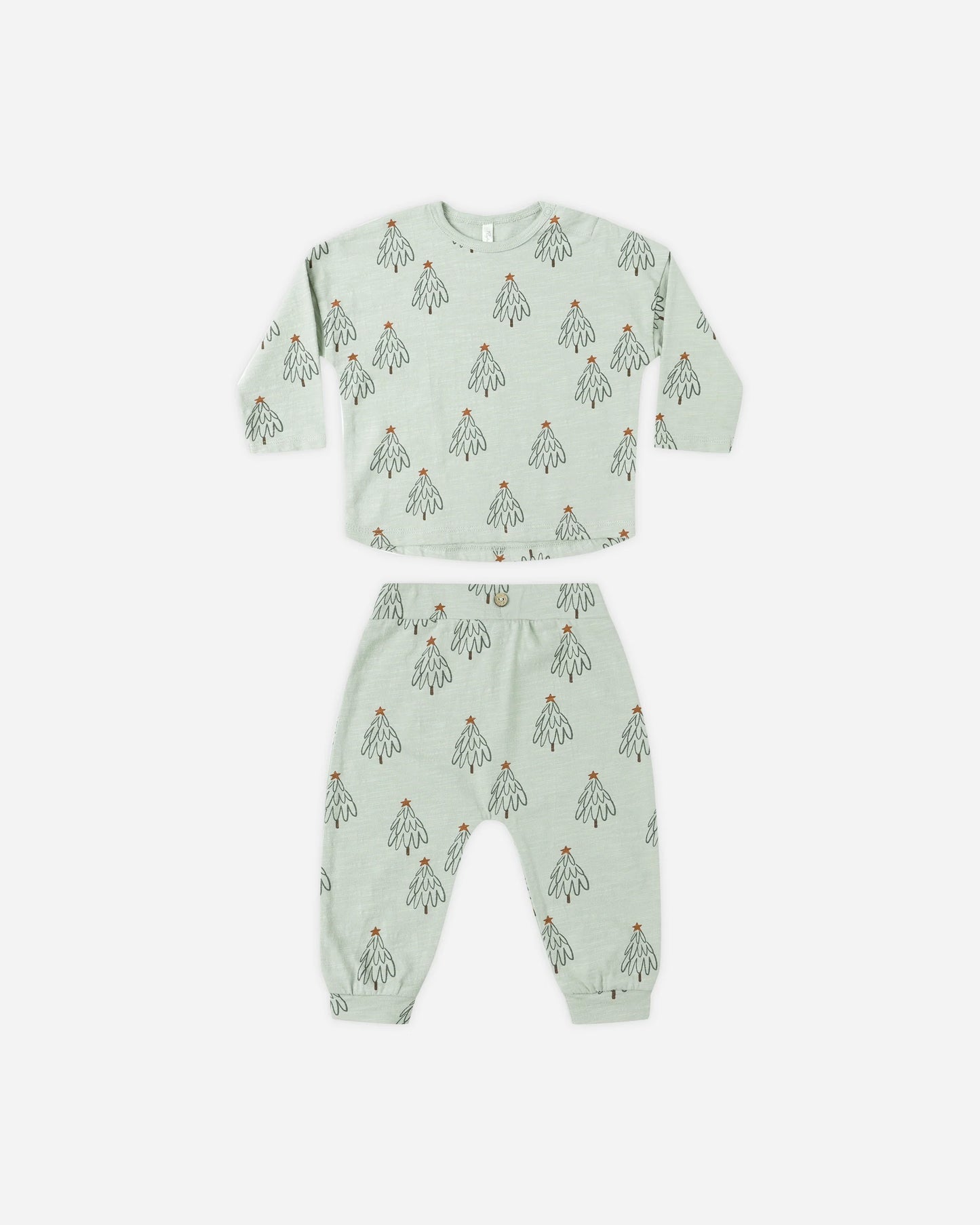 Rylee + Crue Long Sleeve Tee + Pant Set, Pistachio/Trees
