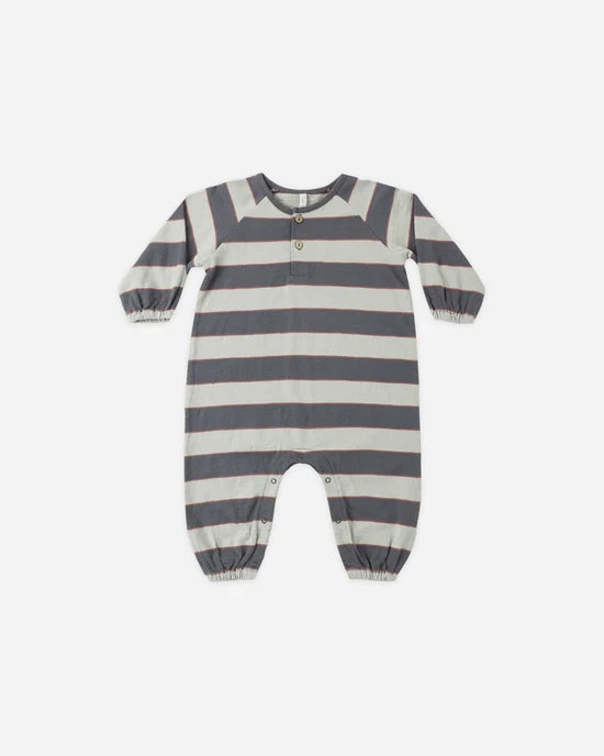Rylee + Cru Henley Jumpsuit Sage Stripe, Midnight