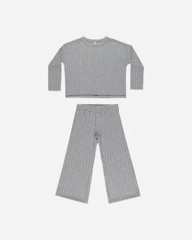 Rylee + Cru Cozy Rib Knit Set, Dusty Blue