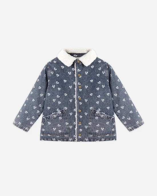 Rylee + Cru Long Chore Coat Heart Ditsy, Indigo