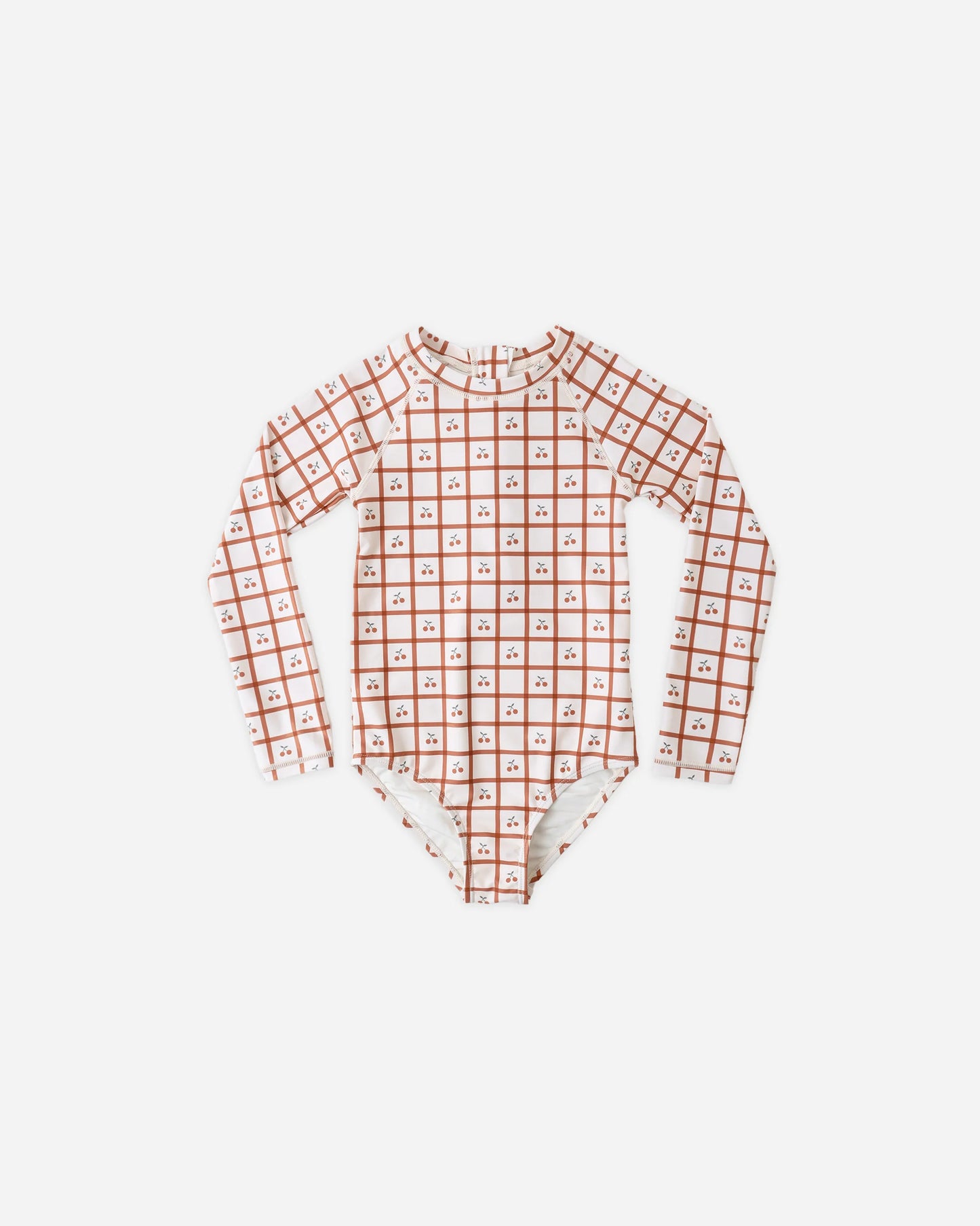 Rylee + Cru Delphine Rashguard One-Piece Cherry Check/Natural