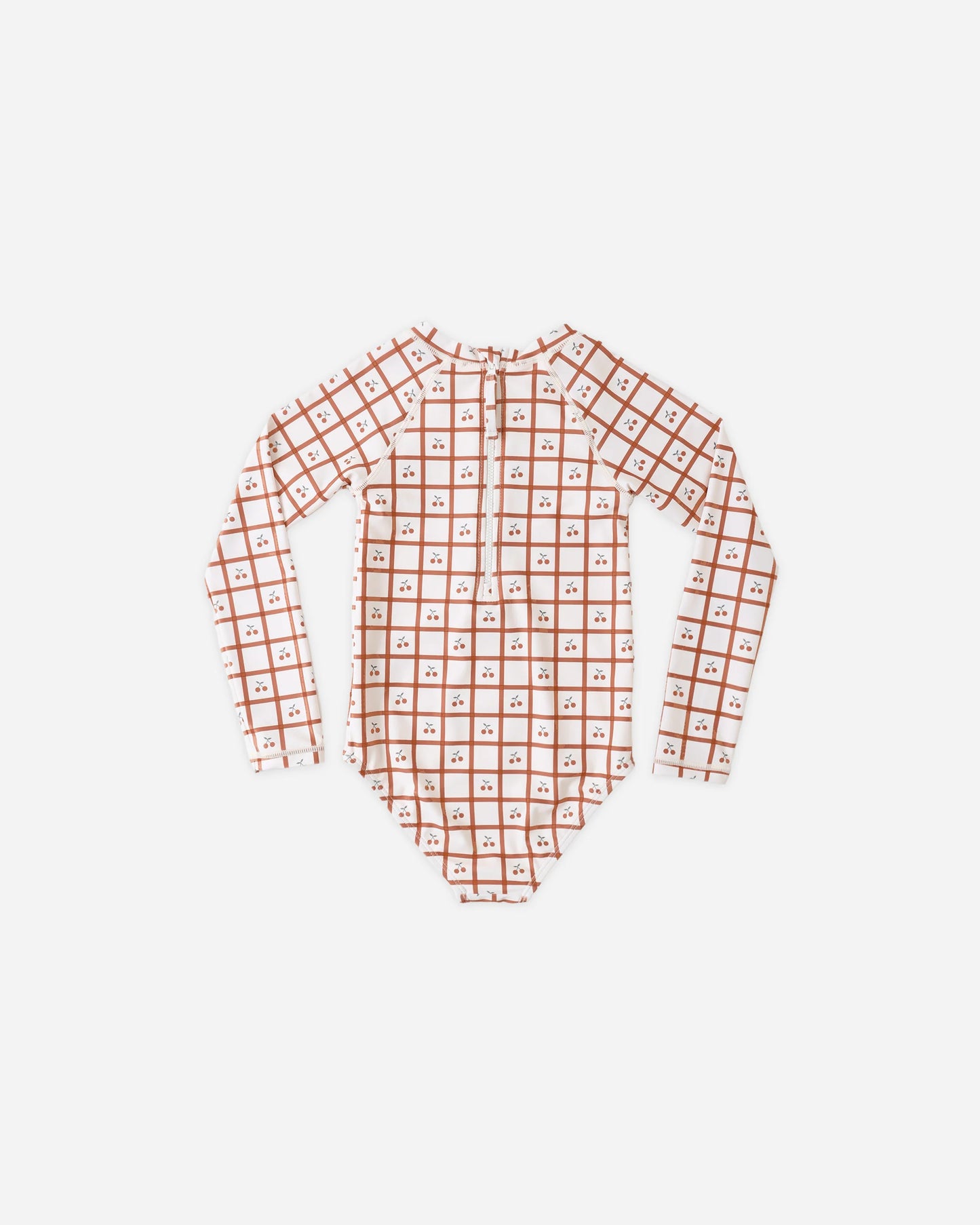 Rylee + Cru Delphine Rashguard One-Piece Cherry Check/Natural
