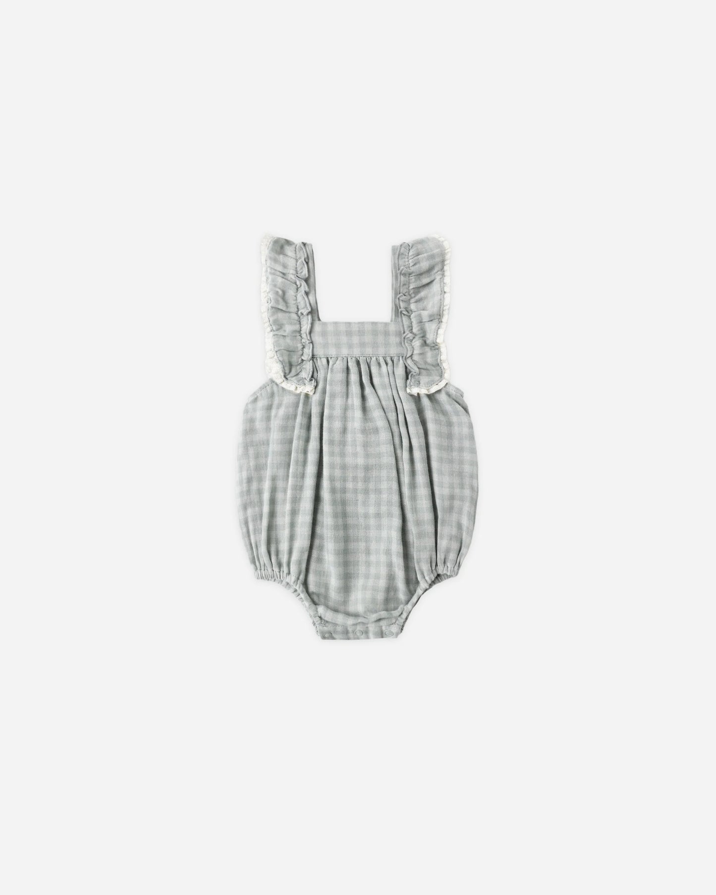 Rylee + Cru Maya Romper, Green Gingham