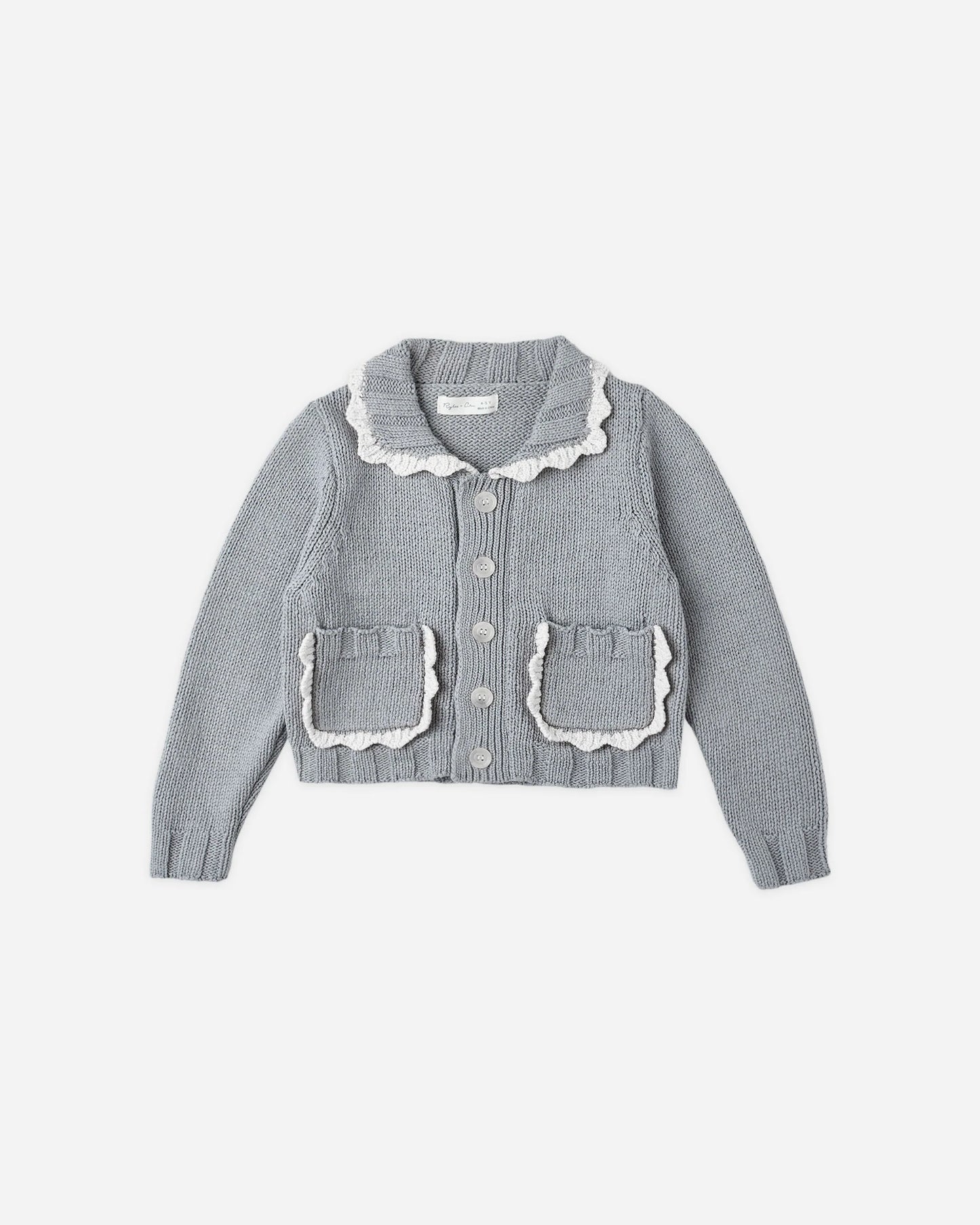 Rylee + Cru Collared Cardigan, Dusty Blue