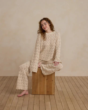 Rylee + Cru Crochet Knit Pullover, Natural