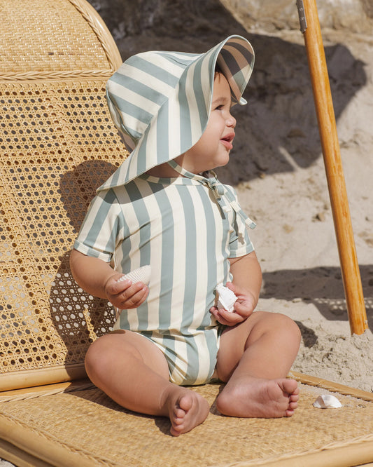 Rylee + Cru Floppy Swim Hat Green Stripe