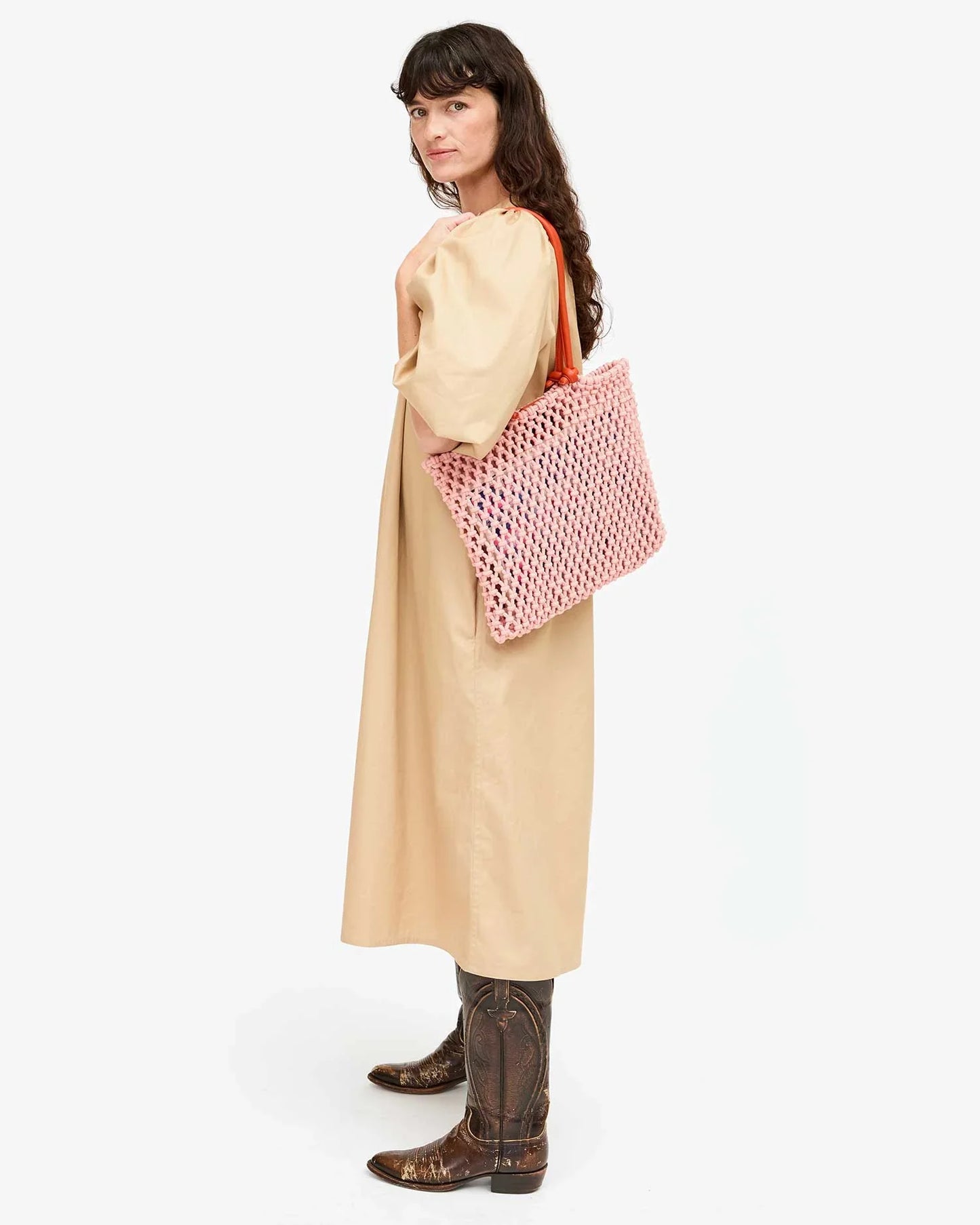 Clare V Sandy, Blush with Poppy Straps