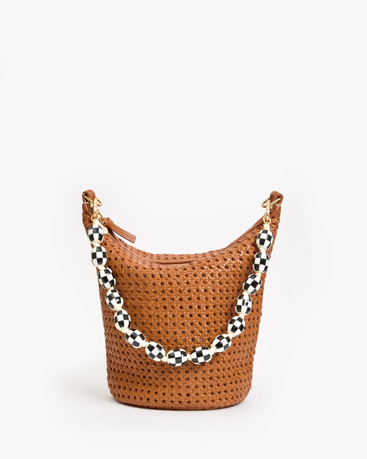 Clare V Shortie Strap Checker, Cream/Black