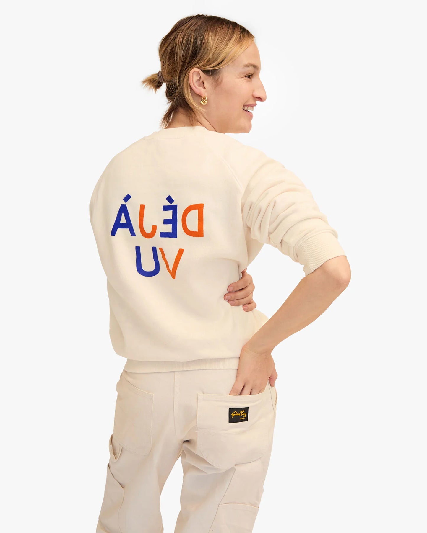 Clare V Sweatshirt Flocked Deja Vu Cream