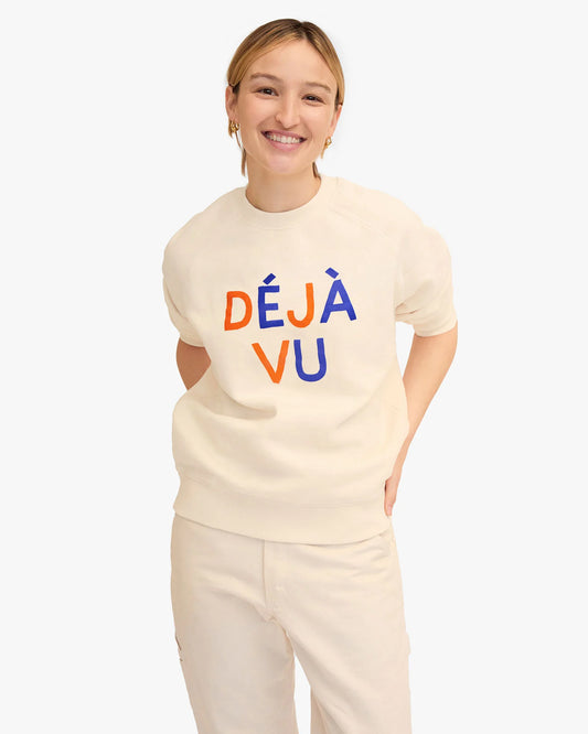 Clare V Sweatshirt Flocked Deja Vu Cream