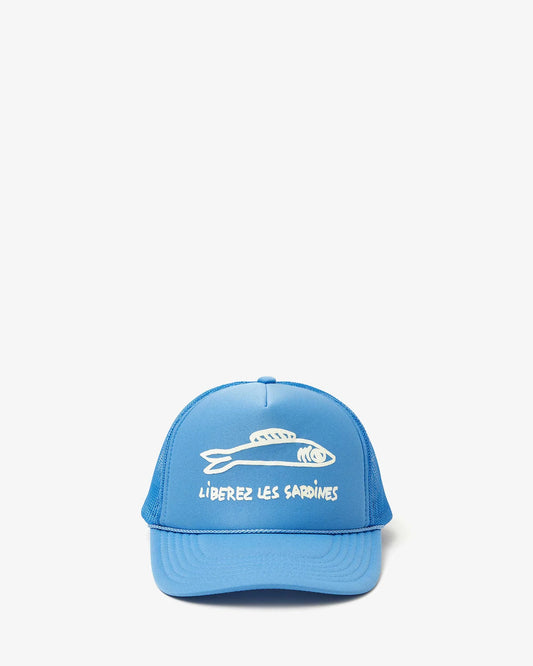 Clare V Trucker Hat, Sky Blue W/ Cream Liberez Les Sardines