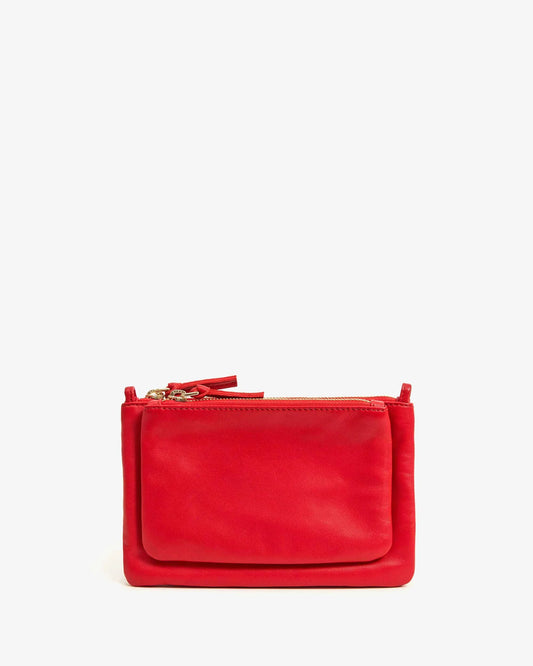 Clare V Wallet Clutch Plus w/ Tabs, Nappa Rouge