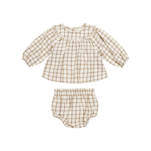 Quincy Mae Mia Top + Bloomer Set, Cinnamon