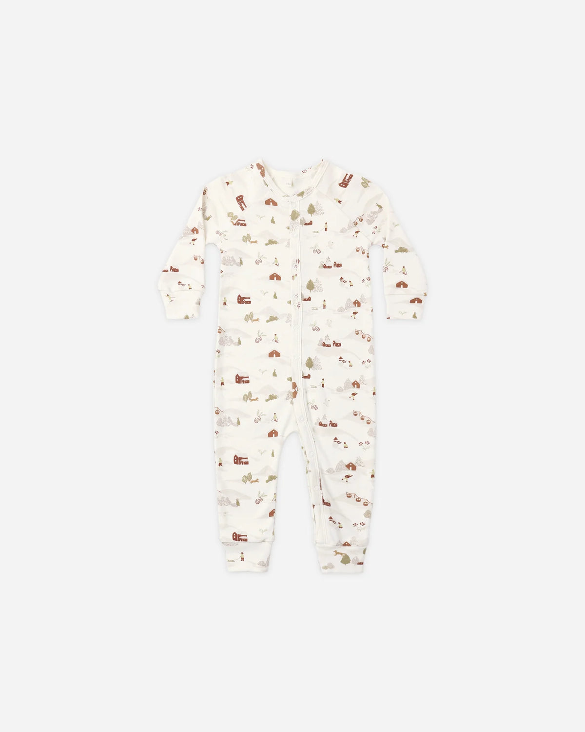 Rylee + Cru Organic Pajama Long John Ski Town, Ivory AW26_D2