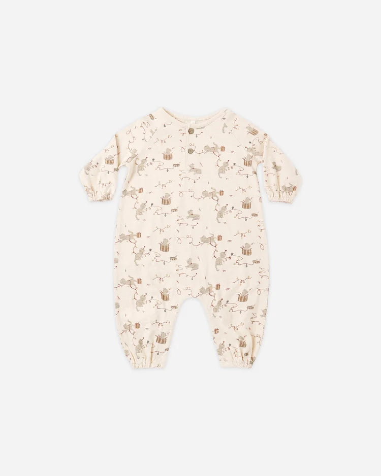 Rylee + Cru Henley Jumpsuit, Kitties/ Antique
