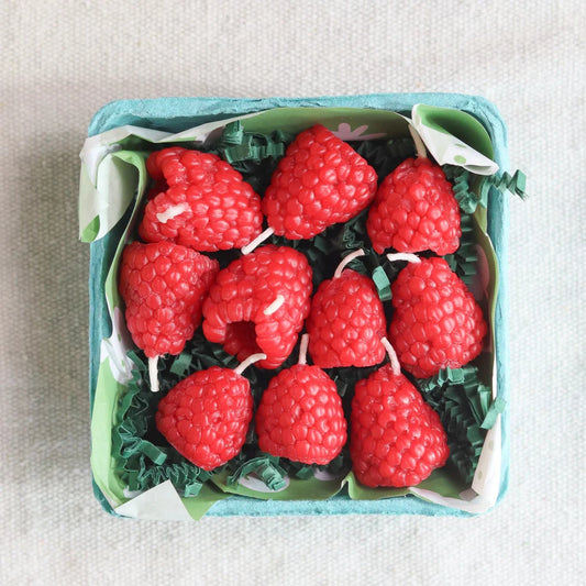 Happy Organics Beeswax Raspberry Birthday Candles Set of 10
