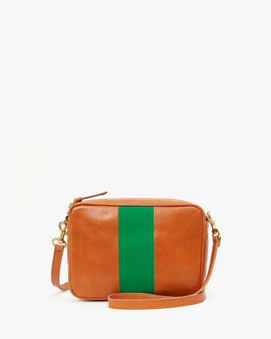 Clare V. Midi Sac, Nappetto W/ Stripe, Tan/Green
