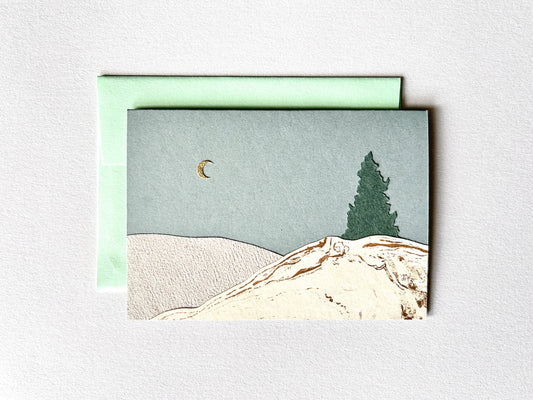 Runaway Press Winter Collage Card, Dusk Winter Pine