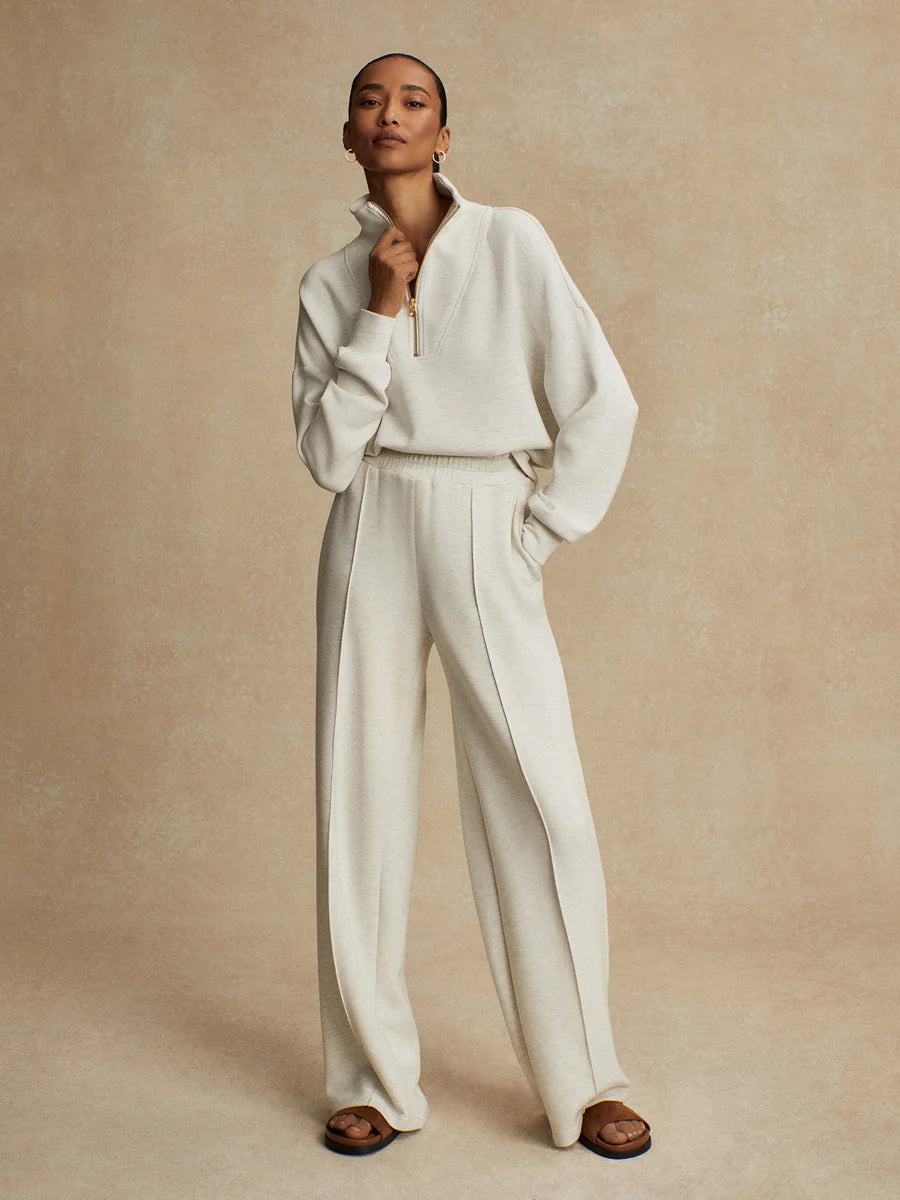 Varley The Wide Leg Pant 30, Ivory Marl