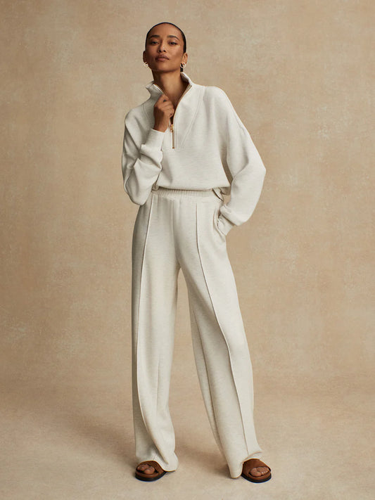 Varley The Wide Leg Pant 30, Ivory Marl