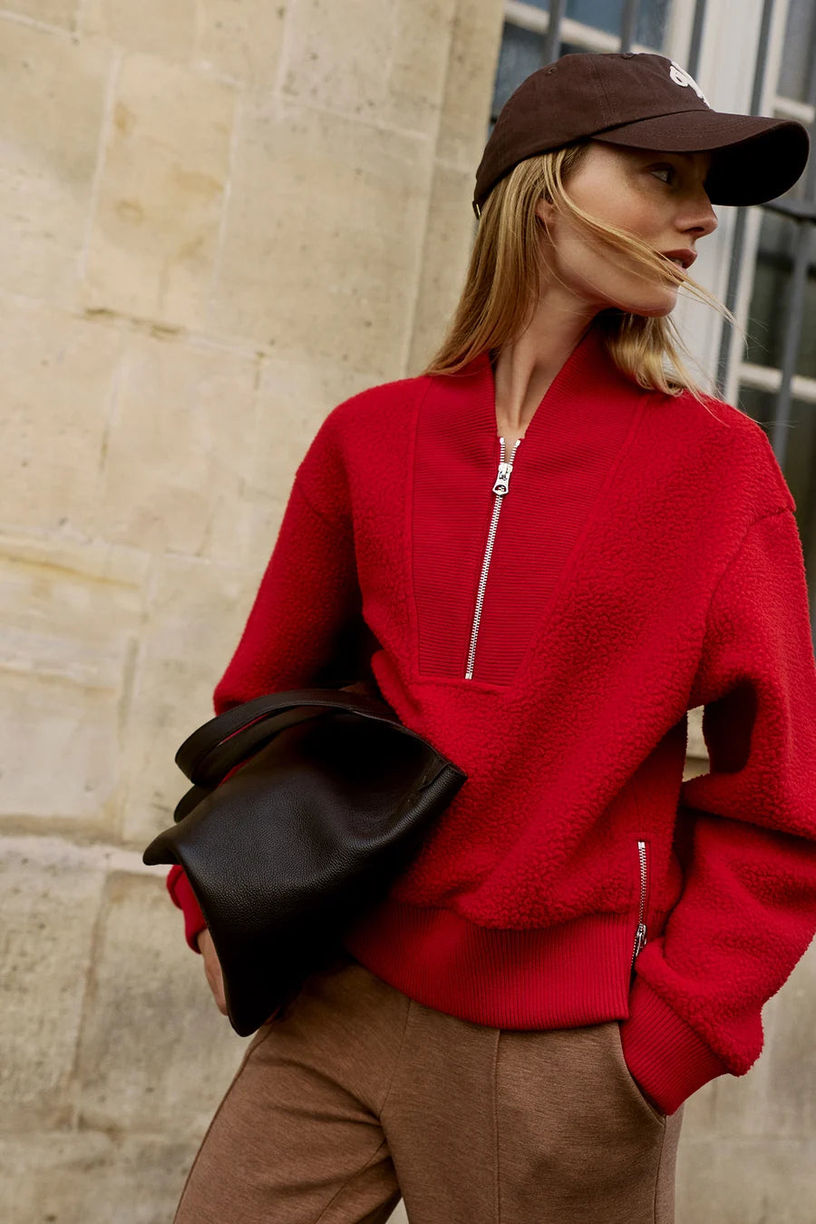 Varley Mumford Half Zip Fleece, Washed Red