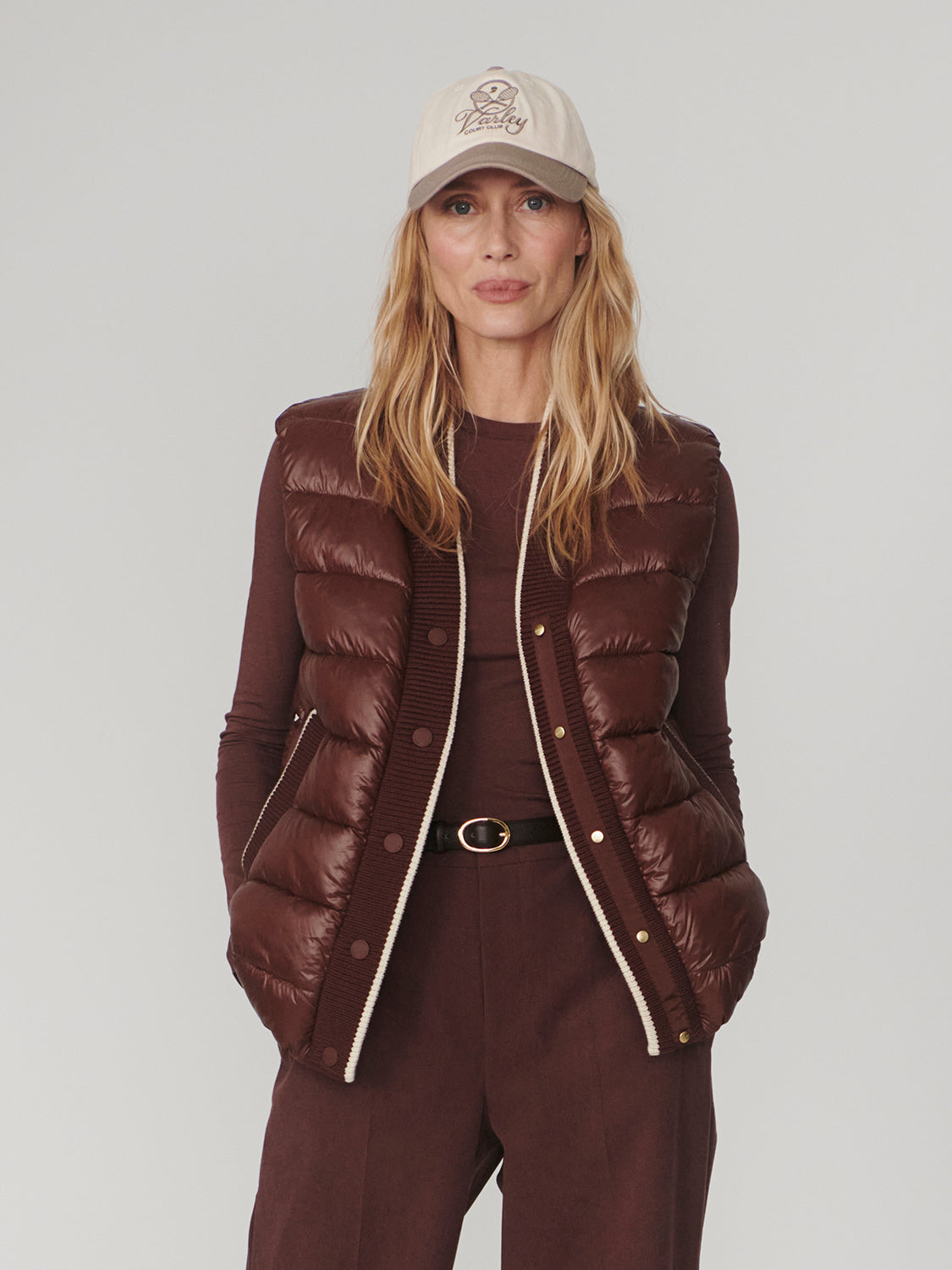 Varley Colwyn Short Boxy Gilet, Brown Stone