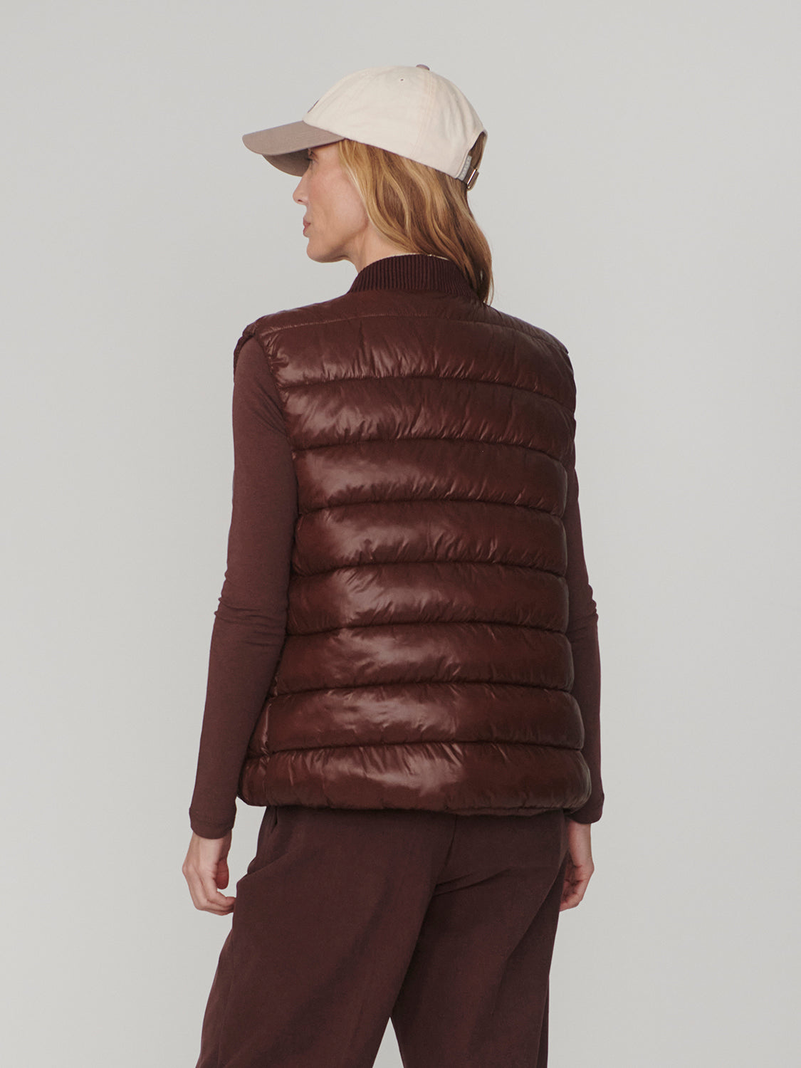 Varley Colwyn Short Boxy Gilet, Brown Stone