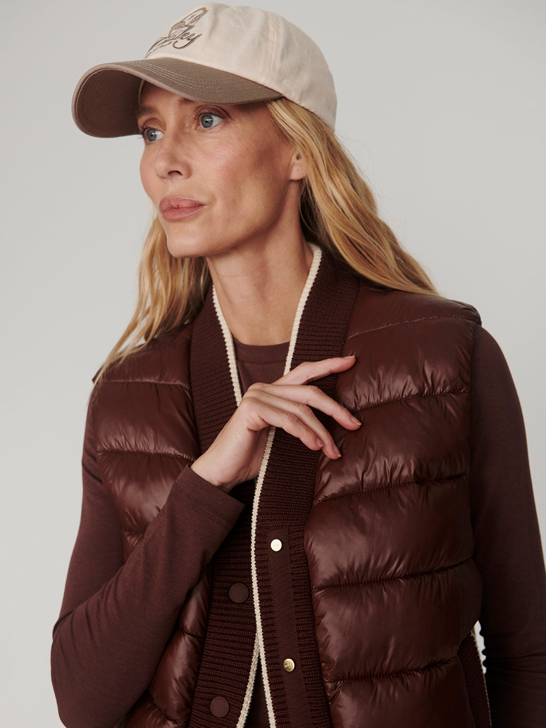 Varley Colwyn Short Boxy Gilet, Brown Stone